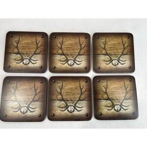 Pimpernel Coaster Set Hunting Lodge Antler Cork Back Cabin Decor